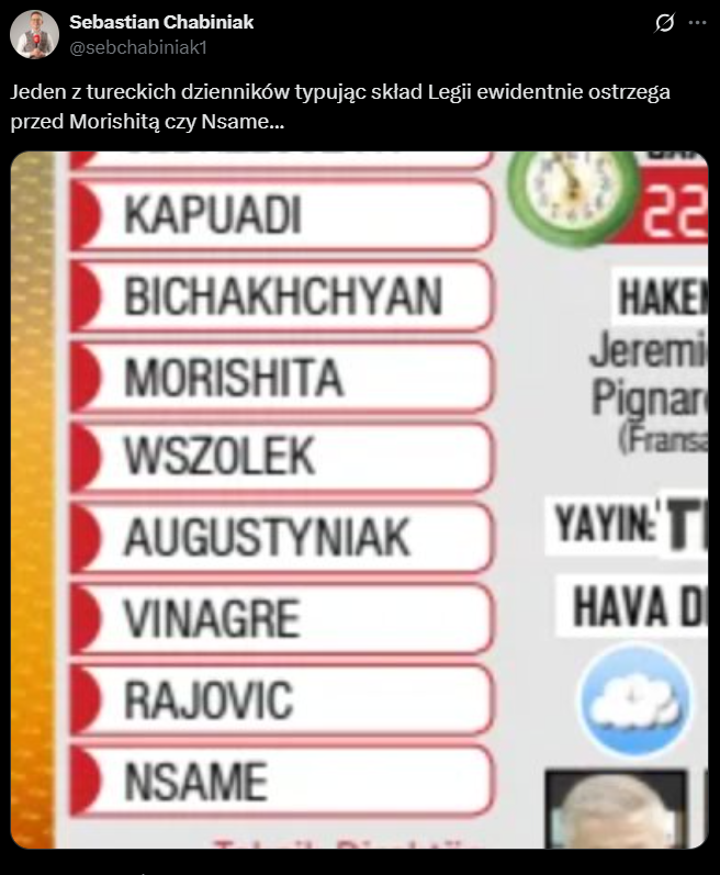 HIT! Tak media w Turcji TYPUJĄ SKŁAD Legii na dziś xD